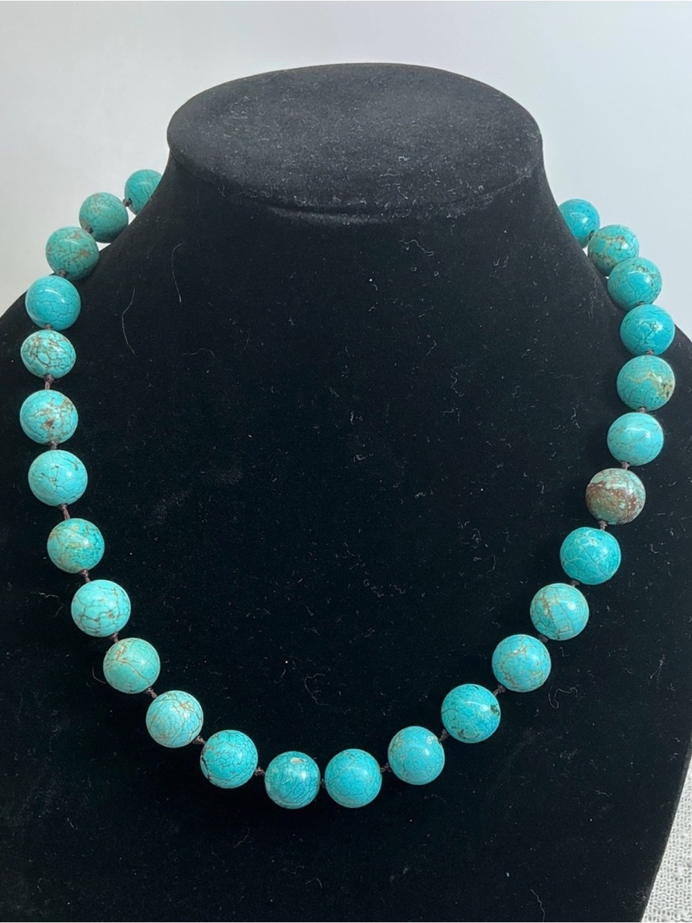 Blue Robin Egg Turquoise Round Navajo Silver Necklace